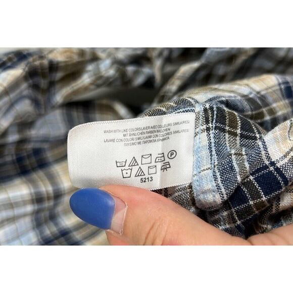 Brooks Brothers Plaid The Original Polo Shirt Slim Fit Linen Shirt Size Medium - Picture 5 of 5